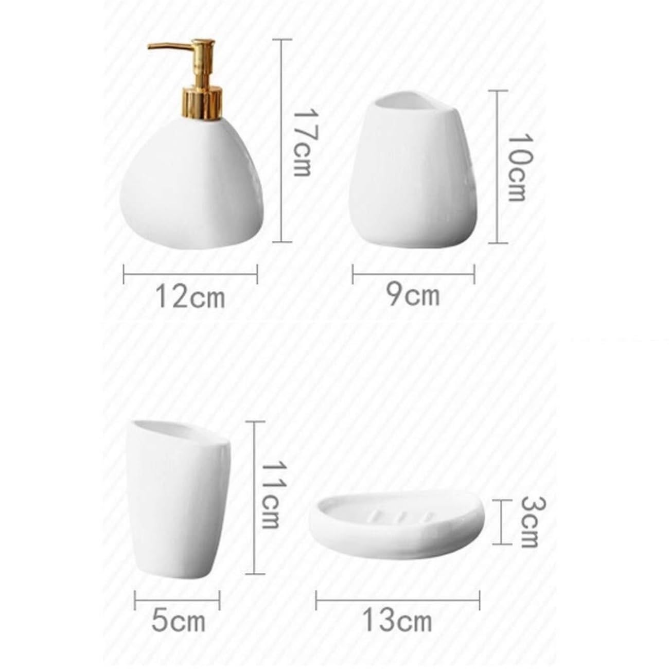 Accesorios De Baño Juego De 5 Accesorios De Baño De Cerámica Que Incluye Soporte para Cepillo De Dientes Y Vaso Set De Baño Accesorios(Gold)