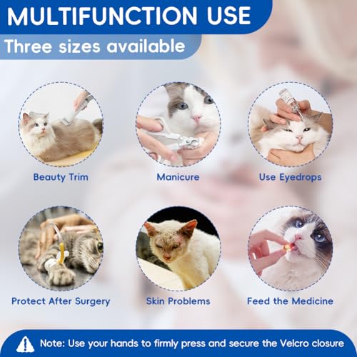 flintronic Halskrause Katze, Einstellbarer Halskrause Katze Halsband, Anti Biss Safety Einstellbarer Schützender Kragen, Halskrause Katzen Soft für Welpen, Kleine Hunde und Katzen (Blau, M)