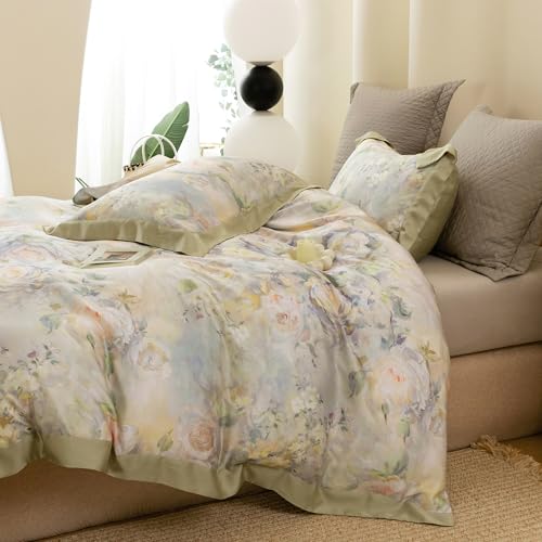 ECOCOTT Bedding 3-Piece Duvet Cover King Size – Silky Soft 100% Lyocell, Cooling & Breathable for Hot Sleepers, Painter Palette Floral, Moisture-Wicking Luxury