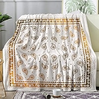 Amazon.com: zcwl White and Gold Bandana Throw Blanket