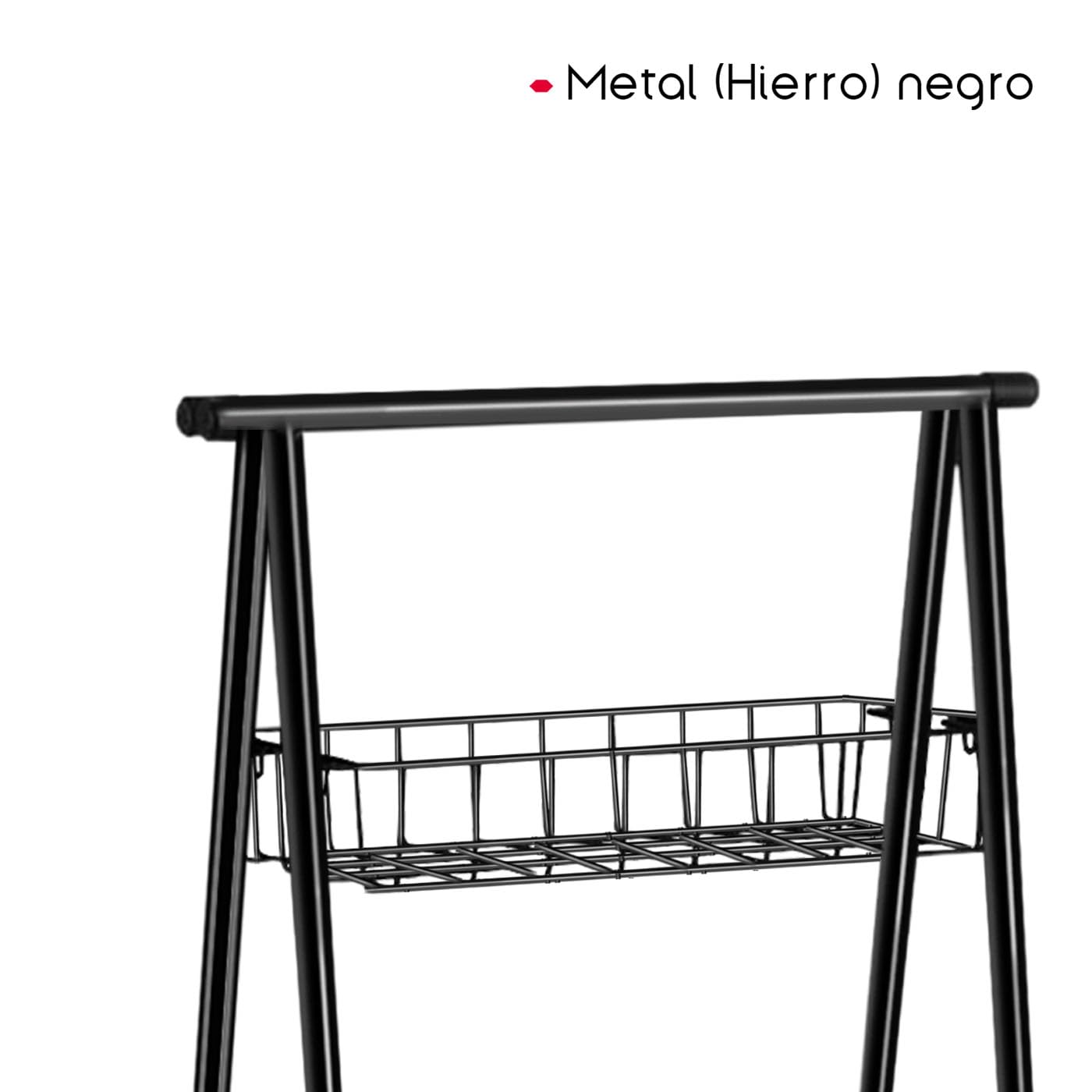 TIENDA EURASIA - Estantería Metálica Escalera, Color Negro, 44 x 31 x 90 cm, Almacenamiento de Cocina, Metalica, 3 Estantes extraibles, Estanteria para Cocina