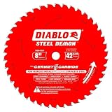 Diablo Steel Demon Cermet II Saw Blade for Thick Metal - 8" Diameter | 42 TCG Teeth, 5/8" Arbor, .075" Kerf, 0" Hook Angle, .063" Plate, 4300 Max RPM - D0842CF