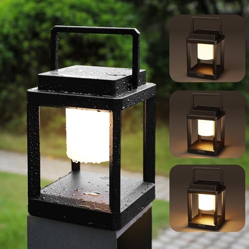 Outdoor Solar Lamps Table Light Patio, 3 Brightness Adjustable with Warm Lights, Solar Power Lanterns for Outside, Tree Hanging Lights Waterproof for Yard Camping - 4800mAh High Capacity