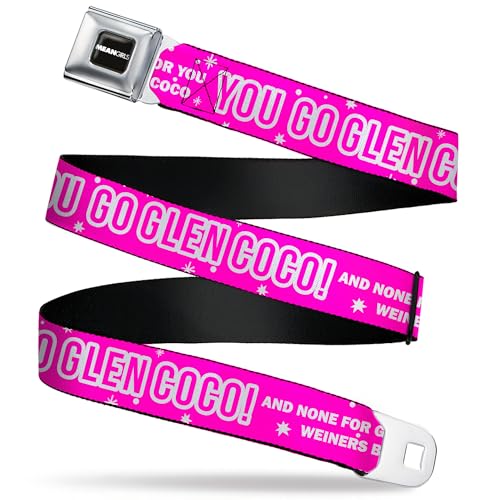 Paramount Pictures Belt, Seatbelt Buckle Belt, Mean Girls You Go Glen Coco Pink White, 24 to 38 Inches