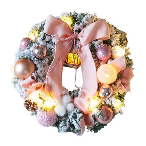 Fenteer Corona navideña de 11,81 Pulgadas para Puerta de Entrada, Guirnalda Decorativa para Colgar en la Pared, Corona Artificial para Vacaciones en casa, Rosa