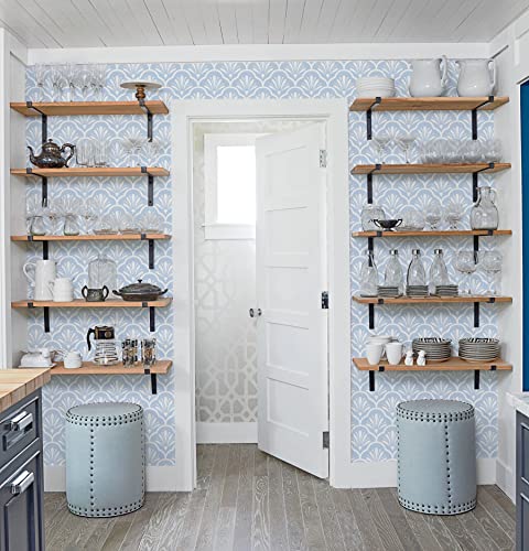 Guvana 17.32" X118" Geometric Wallpaper Blue Peel And Stick Wallpaper White Trellis Pattern Contact Paper Self Adhesive Wallpaper Diy Removable Wallpaper For Livingroom Cabinets Drawer Liner Decor #TOP1