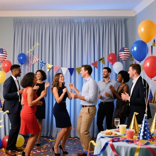 Image of 10ft x 10ft Blueish Gray Backdrop Curtains for Parties, Polyester Fabric Backdrop Drapes with Rod Pockets for Weddings, Birthday, Halloween, Photography, Christmas Party Background Curtain, 2 Panels