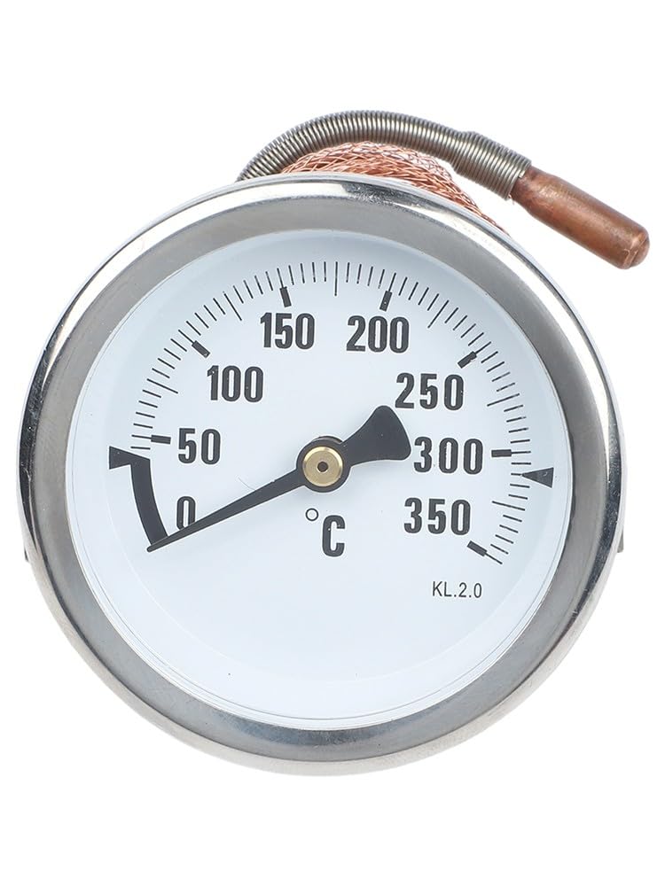 KiraKira Termometro capillare in metallo 0-350C per forno riscaldatore caldaia, quadrante 7 cm con cavo sonda da 1 m, manometro ad alta temperatura per cucina