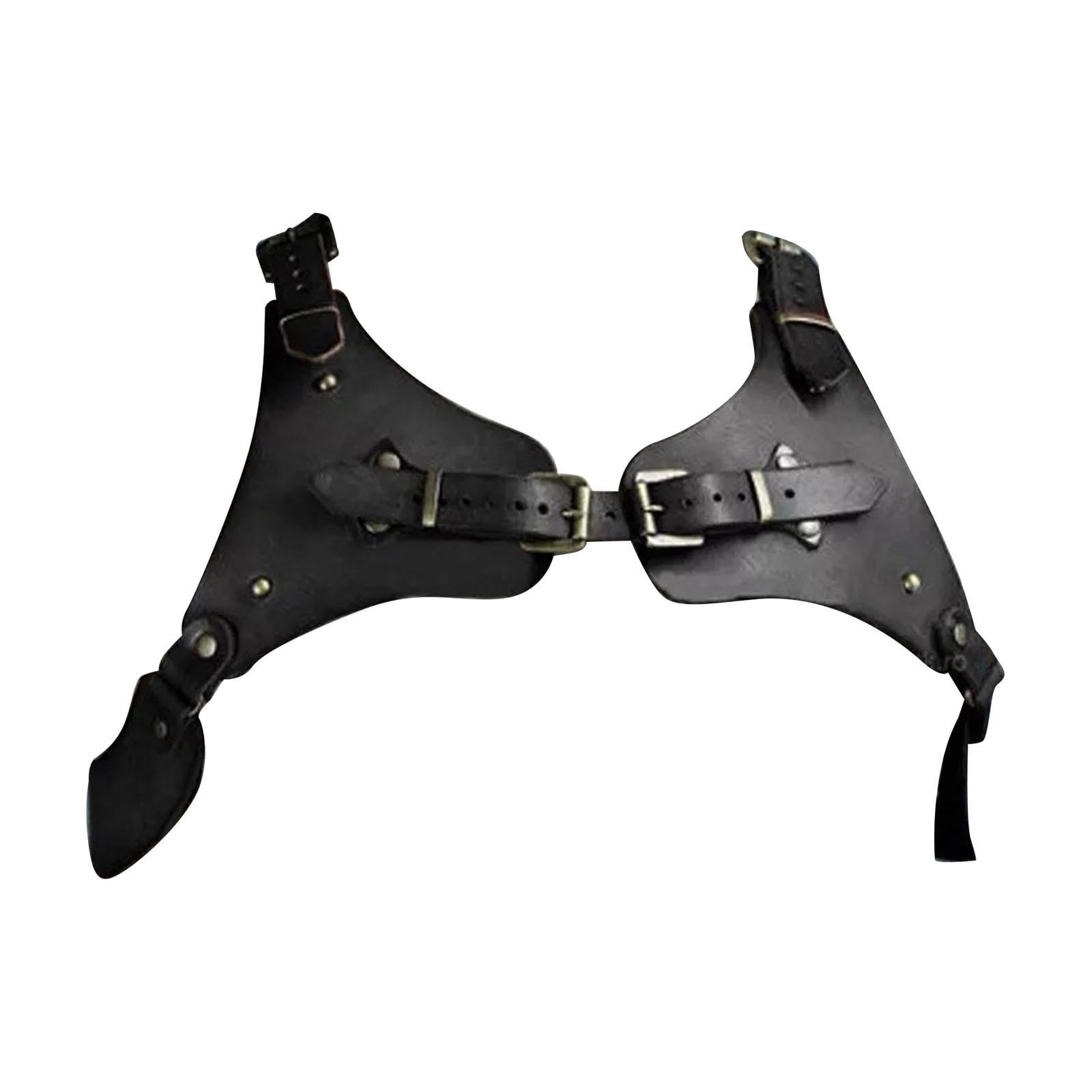 Steampunk Imbracatura per Il Torace Spalla Armatura per Il Torace Pelle PU per Uomo Cintura per Il Corpo Armatura per la Spalla per Vestire Il, Nero