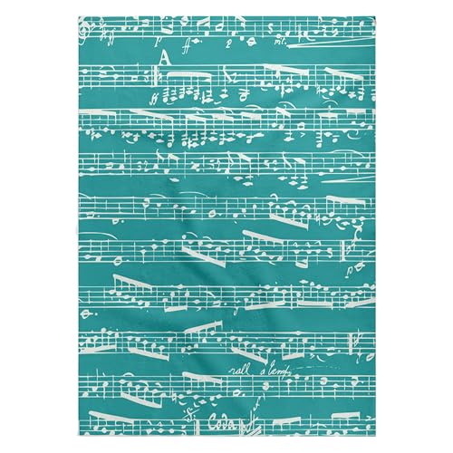 3dRose Turquoise Musical Notes Teal Aqua Blue 22x30 Bath Hand Pool Towel