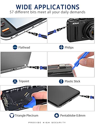 Syntus Precision Screwdriver Set, 63 In 1 With 57 Bits Screwdriver Kit, Magnetic Driver Electronics Repair Tool Kit For Iphone, Tablet, Macbook, Xbox, Cellphone, Pc, Game Console, Blue #TOP3