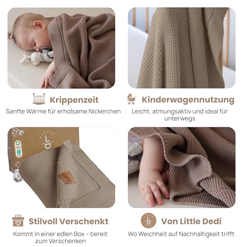 Lttle Dedi Bio-Baumwoll-Strickdecke Mokka 80x100 cm – Bild 3