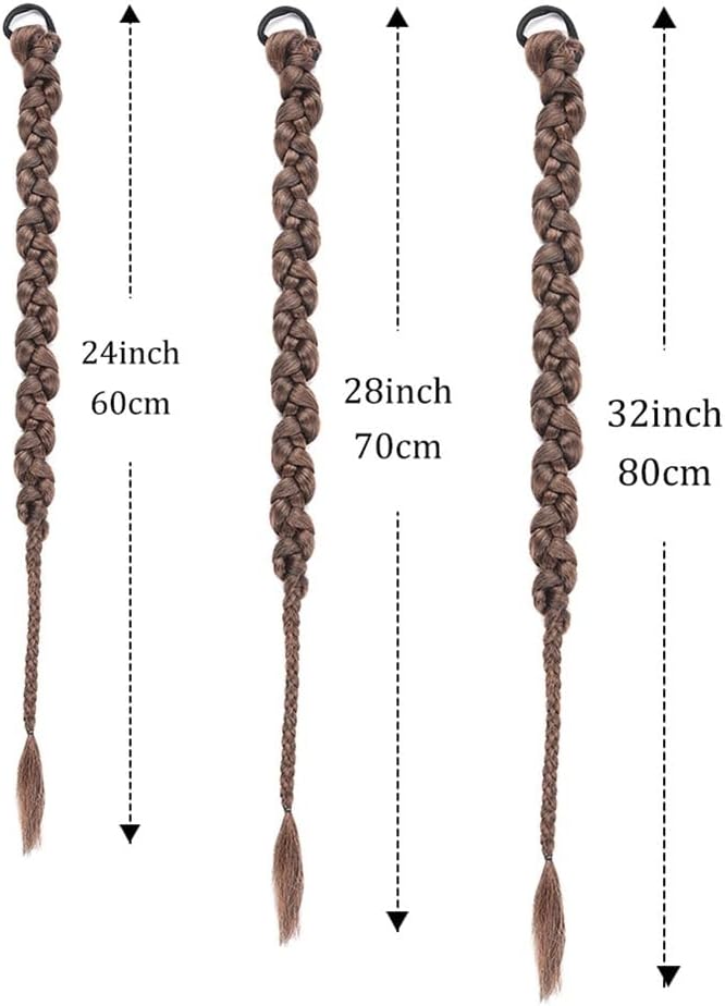 ポニーテールエクステンション 伸縮性のあるヘアタイ付きロング編み込みポニーテールエクステンション 2個入りフィッシュボーン編み込み合