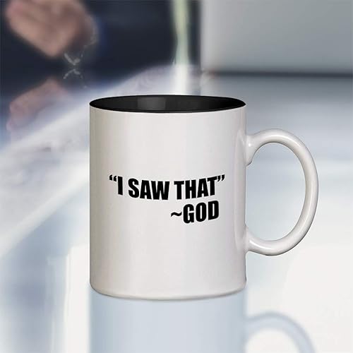 Miniatura 2 de Black I Saw That God Taza De Cerámica De Color Interior Taza De Café - Negro