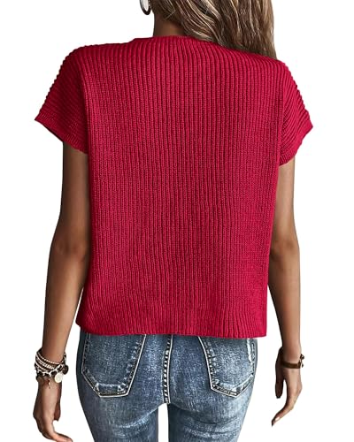 Image of KIRUNDO Summer Fall Short Sleeve Sweater for Women 2026 Casual Sweater Vest Cotton Knit Pullover Tank Tops Fashion Clothing