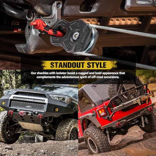 BUNKER INDUST 3/4" D Ring Shackle with 7/8" Pin,Red Tow Shackles with Isolator for Use with Tow Strap, Winch, 2 Pack Off-Road Recovery Shackle for Jeep Truck Vehicle ATV UTV, 42,000lbs Break Strength by BUNKER INDUST - Image 8