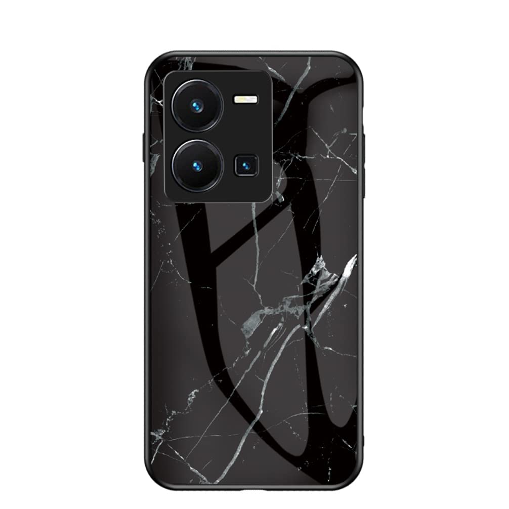 BRAND SET Cover per Vivo Y35 Custodia Morbida in Silicone con Rivestimento in Vetro Temperato Ultrasottile Case per Vivo Y35 (Nero