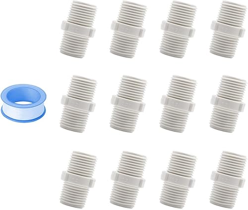 HayEastdor 12PCS 12 pulgadas PVC accesorios de tubería pezón G12 X G12 macho a macho conector adaptador de acoplamiento de rosca HE023-12