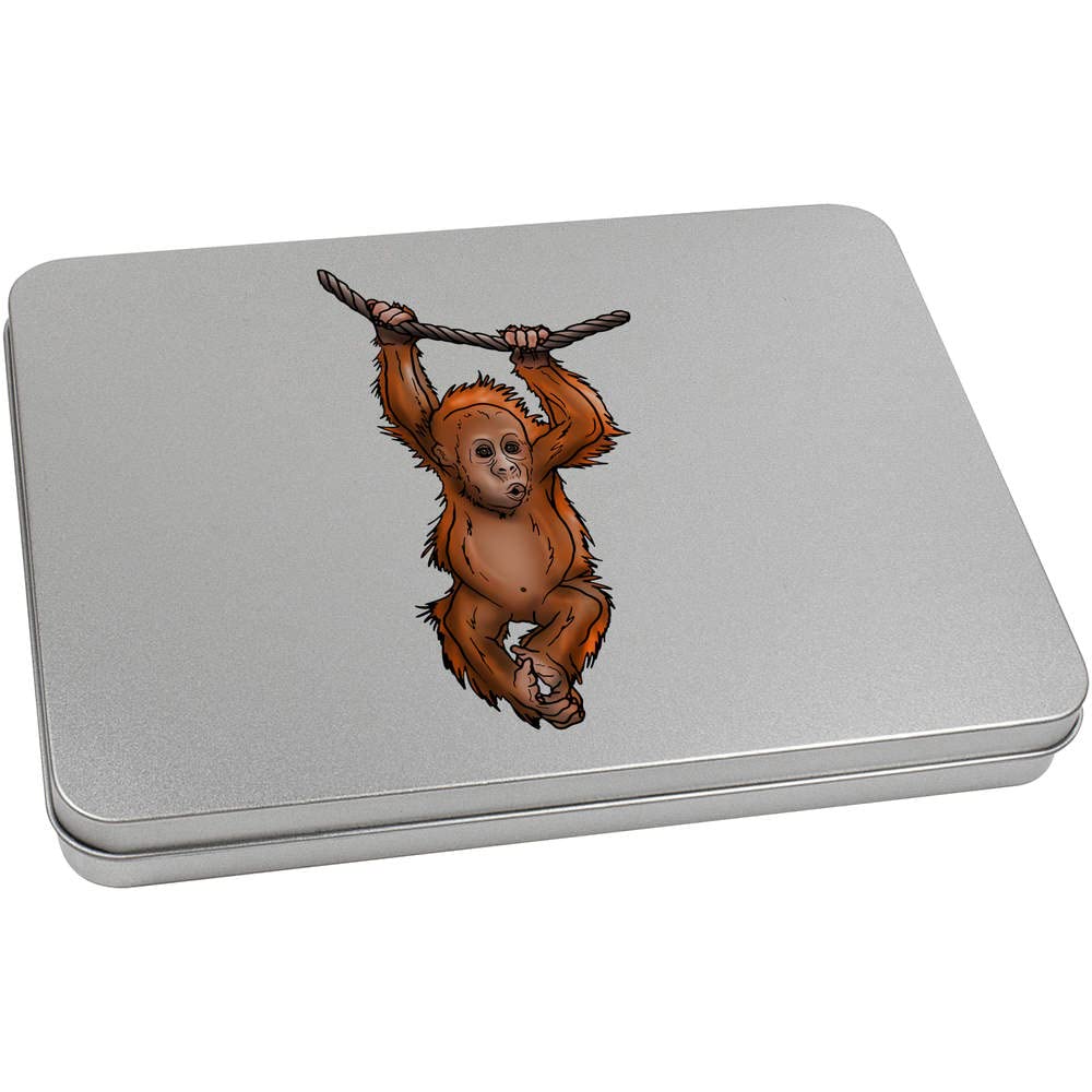 Azeeda 220mm 'Baby Orangutan' Metal Hinged Tin/Storage Box (TT00158146)