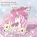iPad 9.7 Case（2018/2017），2 in 1 Bling Quicksand Moving TPU Silicone Anti-Drop Shockproof Protection Against Scratches Soft Leather Case for iPad Air 2, iPad Air - Flower Unicorn