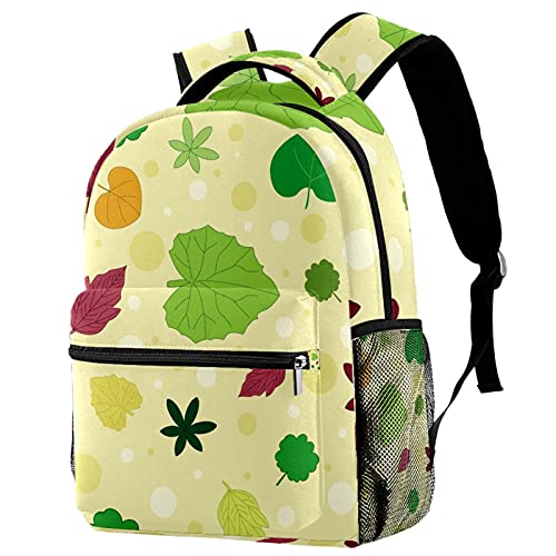 Sac à dos de voyage jaune clair à motif feuilles et porte-bouteille