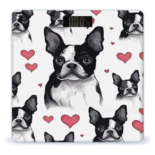 Balanza digital de baño para peso corporal estilo Boston Terrier miniatura 1