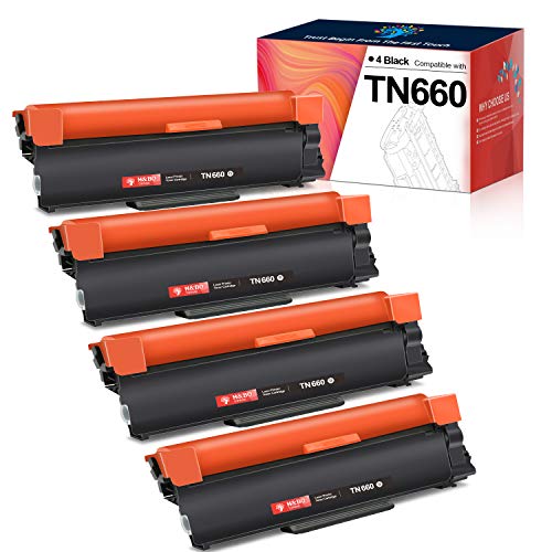 H&BO TOPMAE Compatible Toner Cartridge Replacement for Brother TN660 TN 660 TN630 TN 630 High Yield to use with HL-L2300D HL-L2320D HL-L2340DW HL-L2360DW MFC-L2720DW MFC-L2740DW DCP-L2540DW (4 Black)