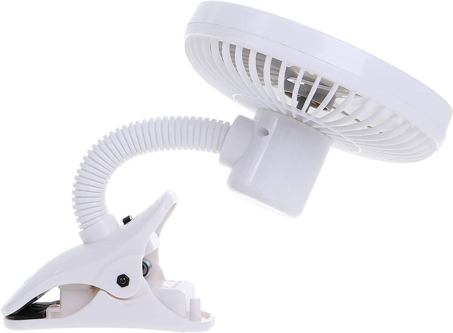 Dreambaby Ventilatore per carrozzina, ventilatore a gabbia per passeggino, ventola regolabile a clip, soluzione di raffreddamento portatile e comoda per passeggini, culle, tavolo e scrivania (batterie