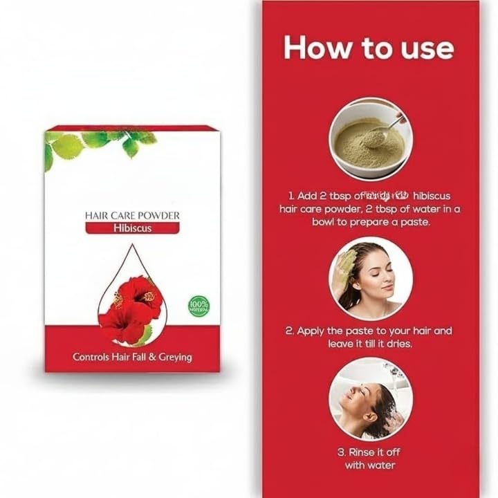 Miniatura 2 de Polvo de flor de hibisco para el cabello, 100% natural y herbario, 3.53 onzas, paquete para el cabello