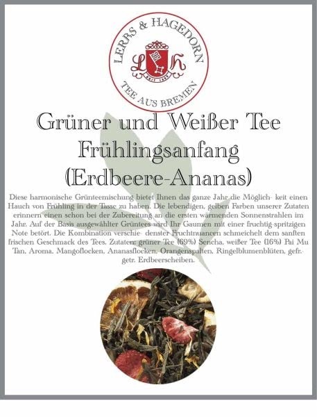 Lerbs & Hagedorn, Grüner und Weißer Tee Frühlingsanfang | Fruchtig-Spritzige Note 1kg (ca. 81 Liter) Mit Mango-,Ananasflocken,Orangenspalten