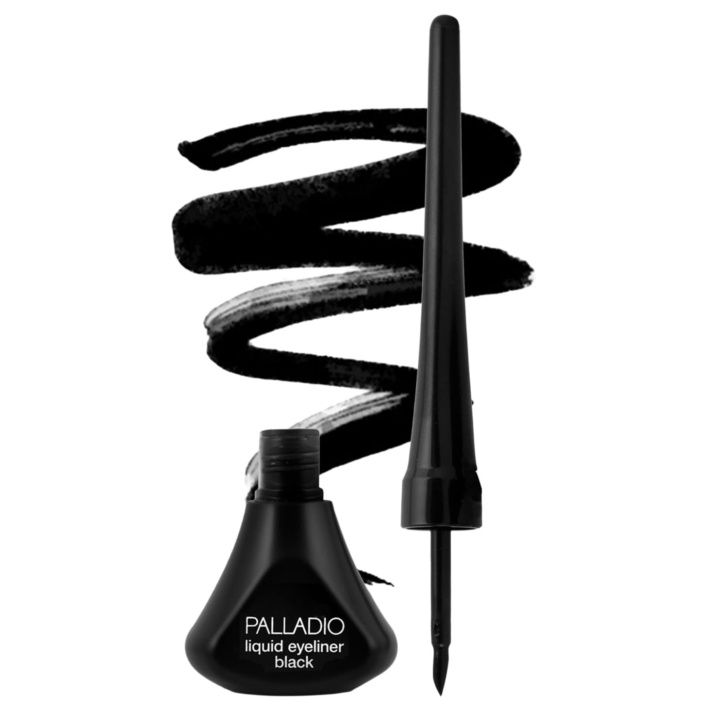Palladio Liquid Eyeliner, Black, Highly Pigmented and Waterproof Eyeliner, For Intense Eye Definition, Smear-proof Eyeliner Liquid, Includes Easy Grip Wand and Felt Tip Eyeliner Applicator
