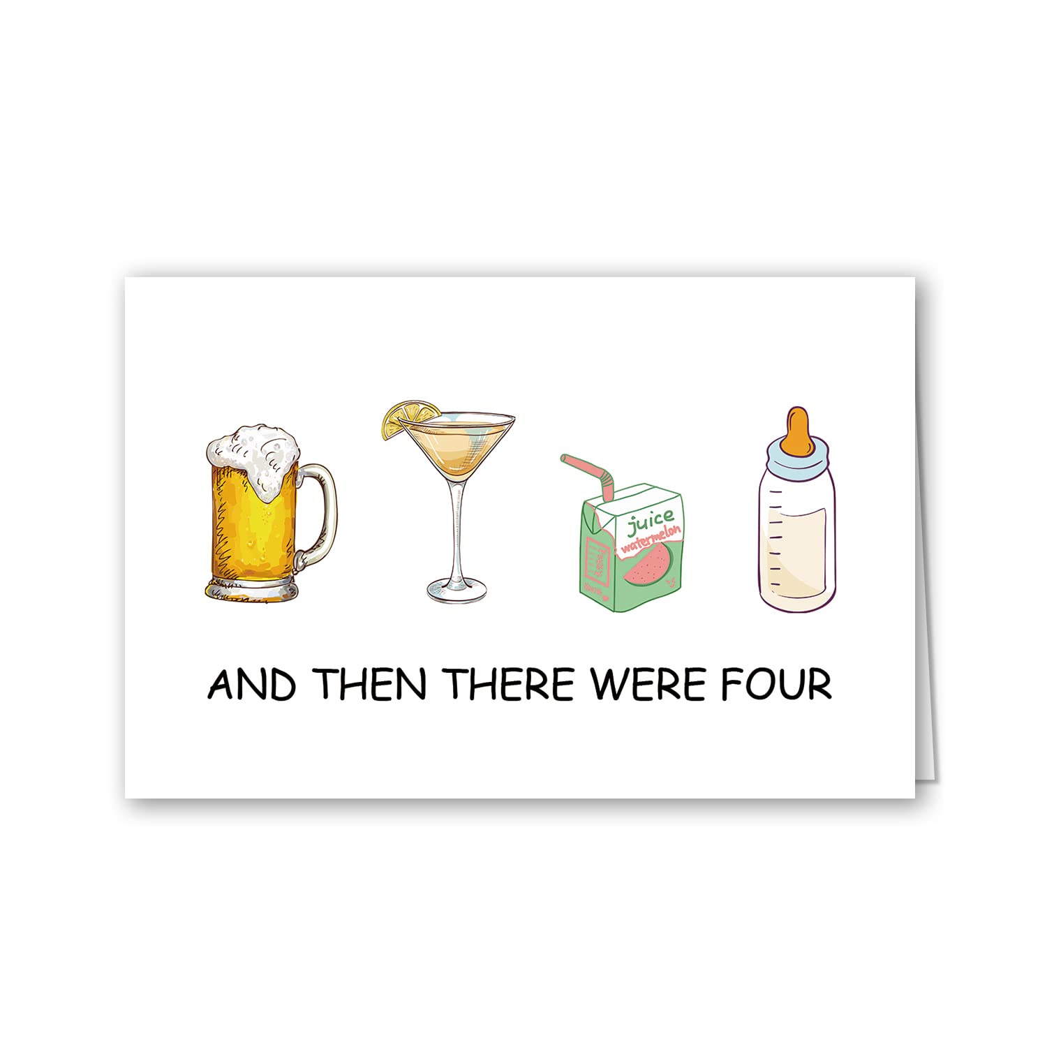 Funny New Baby Card, Cute Baby Shower Card for New Mom Dad,Bottle Beer Wine Baby Shower Card,Congratulation Card for Couple, And Then There Were Four (1, 21 * 14)