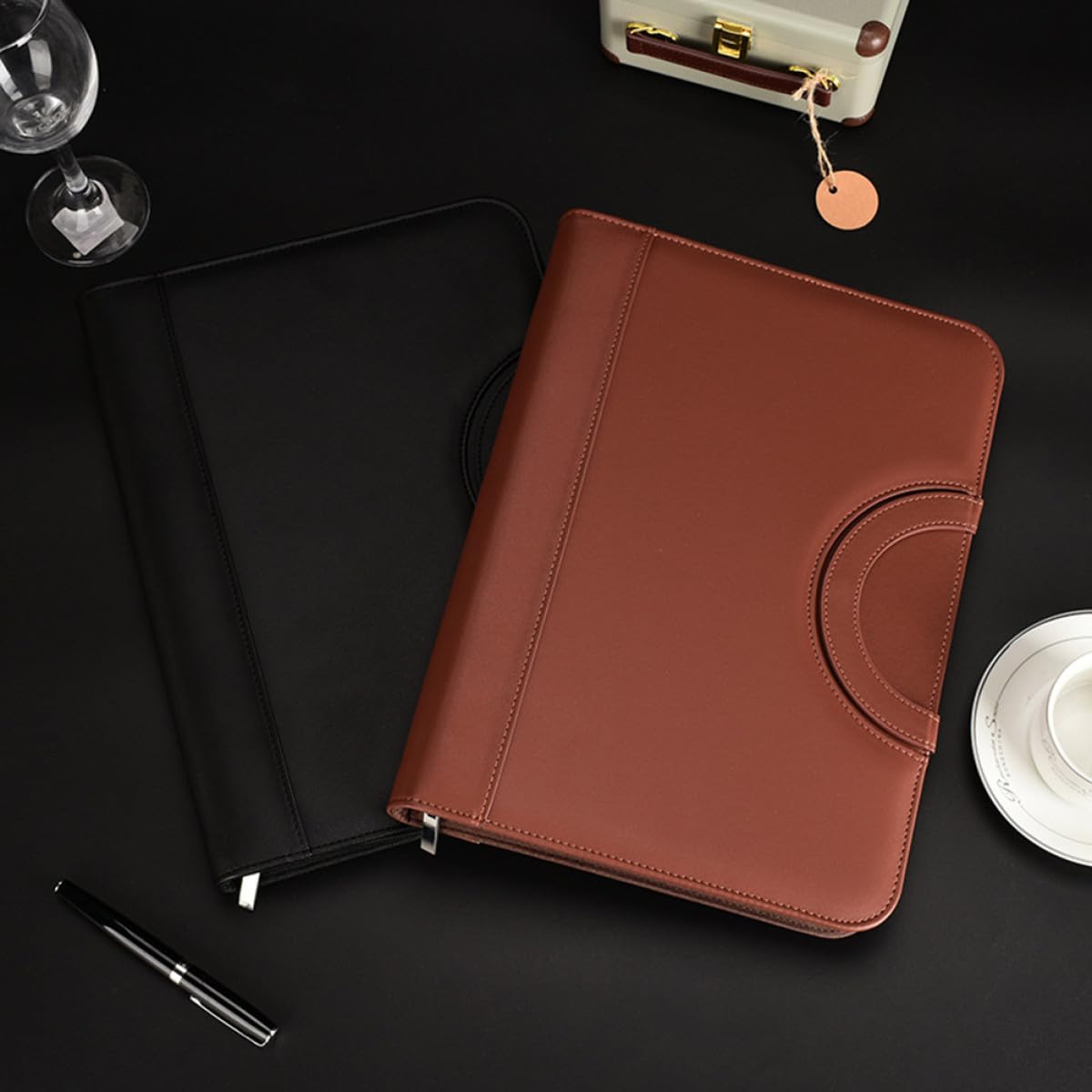 Veemoon Multifunzionale A4 PU con Cerniera Organizer Ufficio con Calcolatrice e Maniglia Portadocumenti Portatile per Professionisti