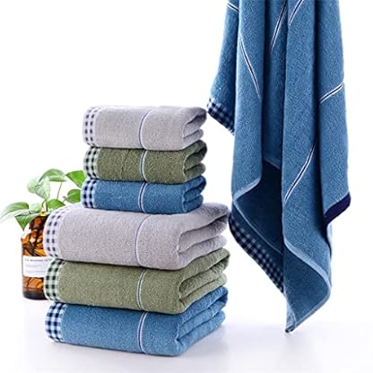 QTYQWC Baumwoll-Badetuch-Set, saugfähiges Handtuch, einfarbig, weiches Handtuch, Duschtuch-Set (Farbe: Grau, Größe (Grün). – Bild 3
