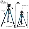 Eloies® Tripod for Mobile and Camera Jaguar Series Alluminum Buit 3 Way Pan Head Photo Video Tripod Heavy Duty Stand Mobile Stand Max Height 5.5 Foot Free Mobile Mount (Blue) #1