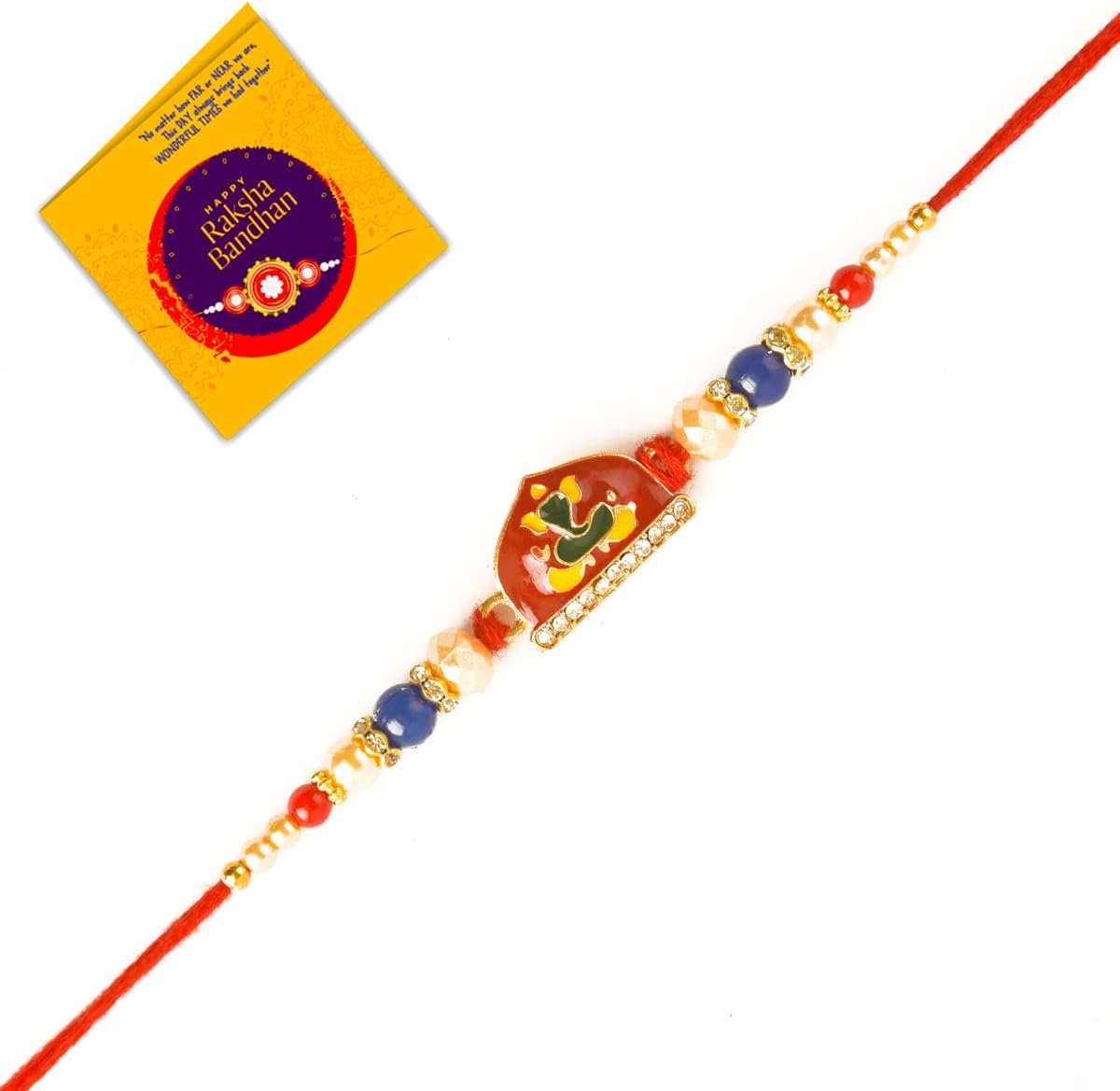 Ownly Creation Auspicious Lord Ganesha/Ganpati/Ganu Bapa Rakhi For Brother/Bhai/Bhaiya/Men/Kid/Children, Rakshabandhan/Bhaidooj Rakhdi with Roli, Chawal and Greeting Card