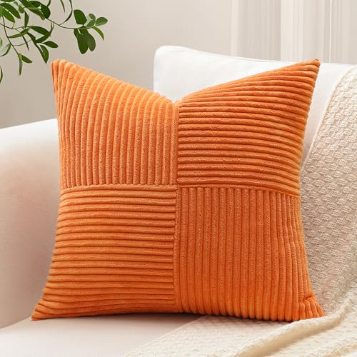 Sungeek 1 Stück Cord Kissenbezug, Kreuz Streifen Muster Kordsamt...