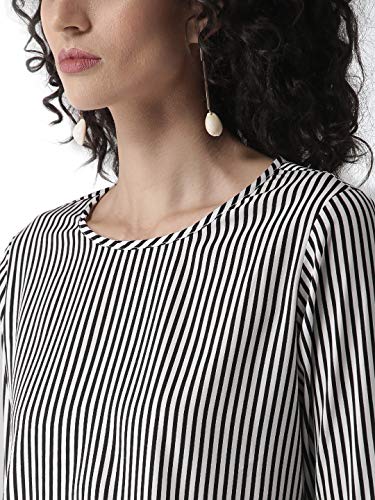 Image of Style Quotient Women White & Black Striped Top-White /Black