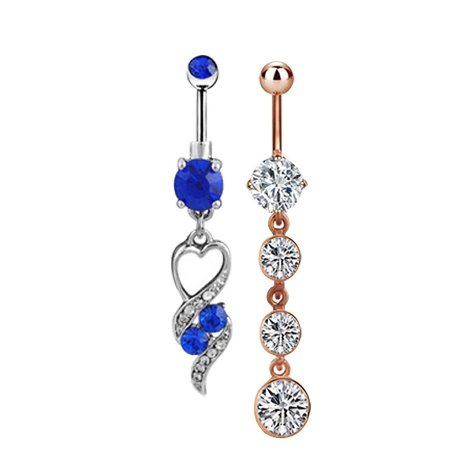 Piercing Nombril Acier Chirurgical Fleur, Lot Piercing Nombril 14 Gauge Bijoux de Piercing Cœur Feuille Zircone