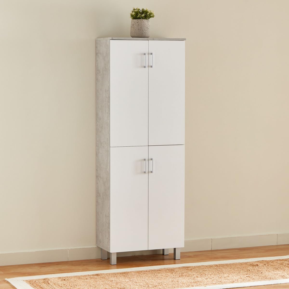 Home Box Patara Tall 24-Pair Multipurpose Shoe Rack With 4 Doors 33 X 168.4 X 60 Cm White/Grey