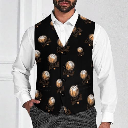 I Love Basketball Men's Suit Vest Casual Formal Dress Vests Business Waistcoat2