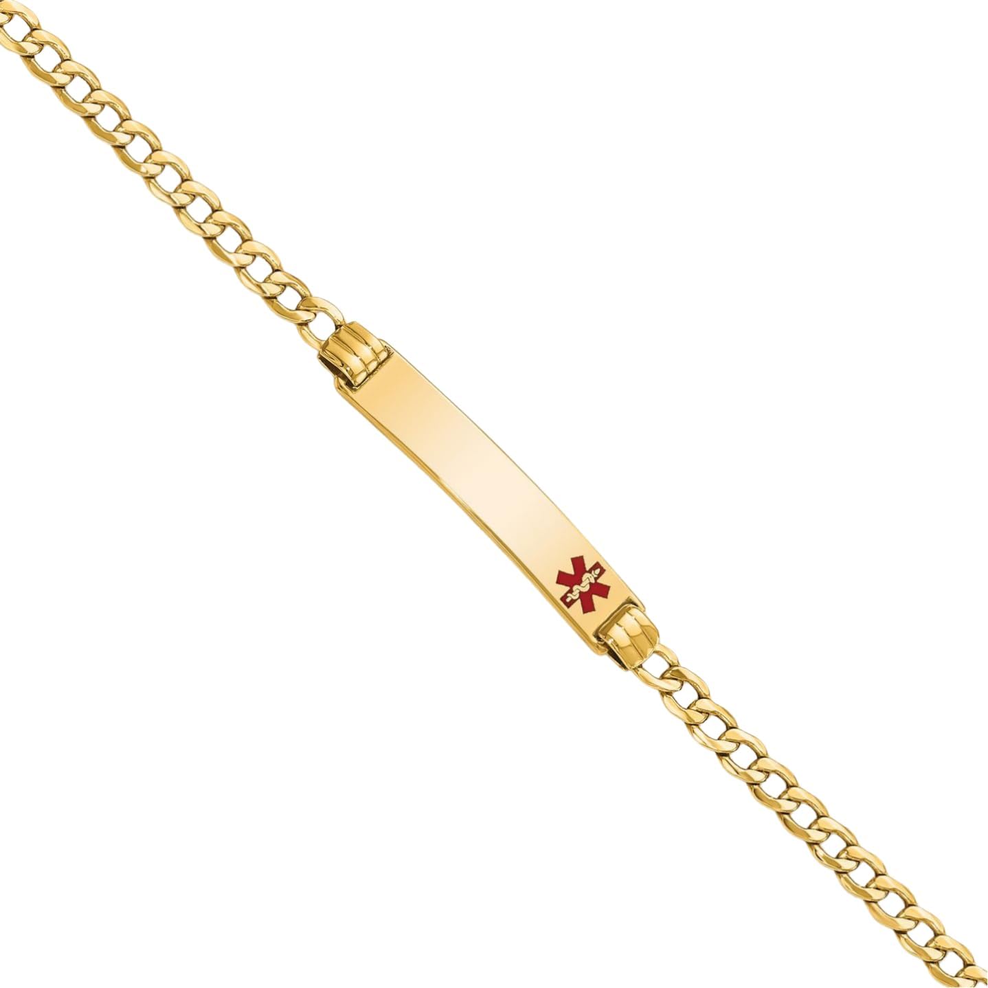IceCarats 14K Solid Yellow Gold Medical Alert Cuban Link Name Bar Identification ID Bracelet