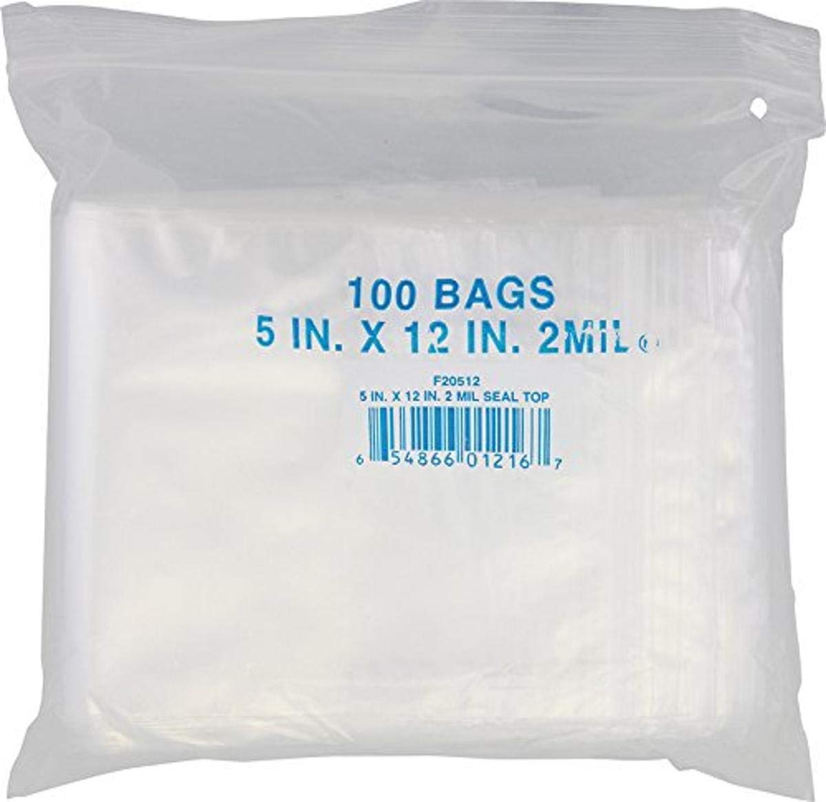 Elkay Plastics F20512 2 mil Line Single Track Seal Top Bag, 5