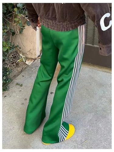 Men's Striped Stacked Sweatpants Y2k Drawstring Waist Colorblock Designer Pants Streetwear4