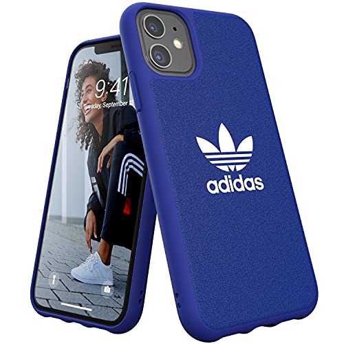 adidas Originals Compatible with iPhone 11 Case, Protective Moulded Canvas Phone Cover - Collegiate Power Blue