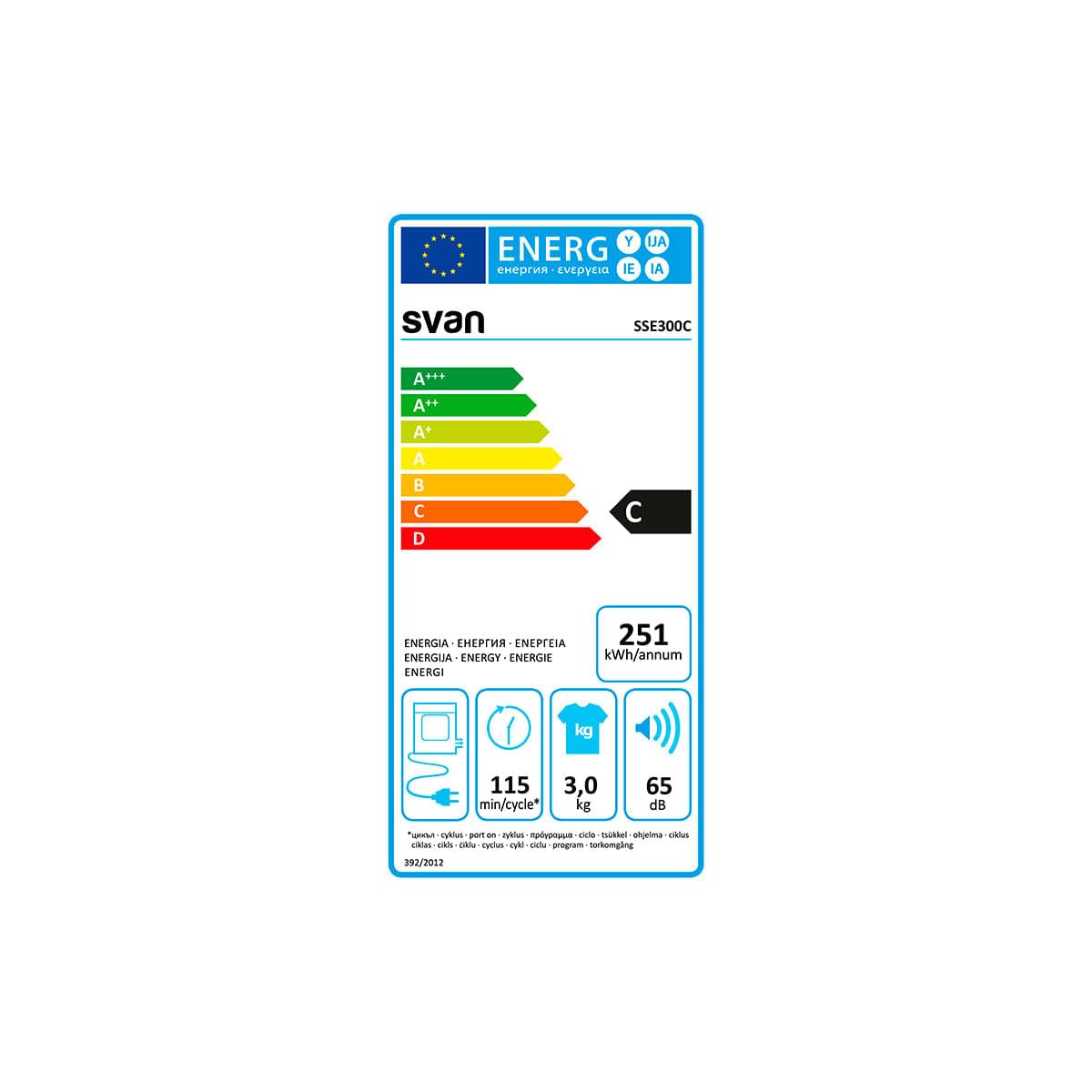 SVAN Secadora SSE300C 3/KG EVACUACION 64X52X43,5 Blanca Display
