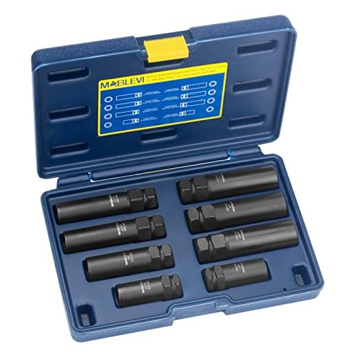 MABLEVI 8PCS Wheel Lock Removal Kit, SAE Metric Locking Lug Nut Master Key Set for Aftermarket and Factory Wheel Tire Keys, Removing Spline Lug Nut Socket