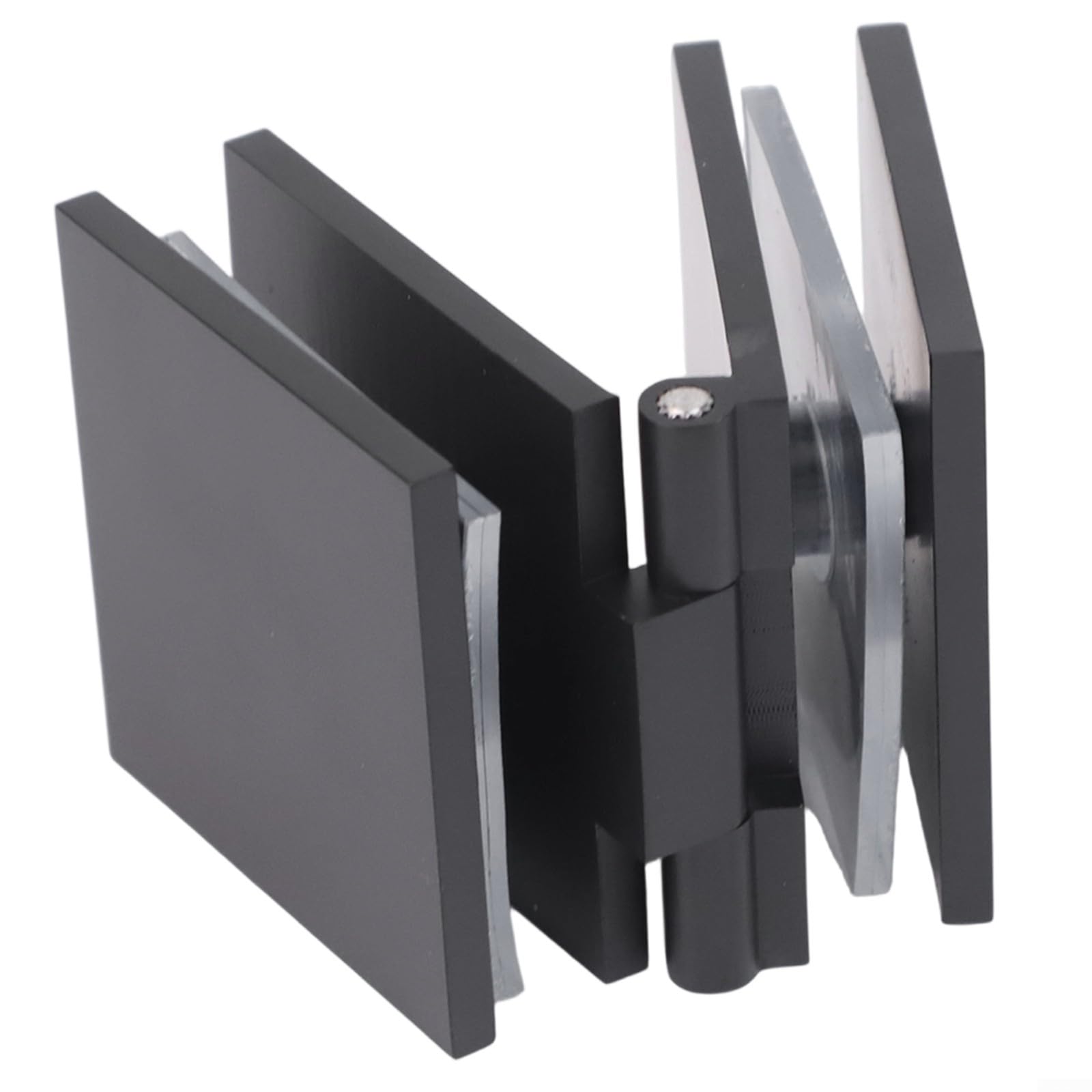 Shower Door Clamp Hinge Made Of Brass For Bathroom Fixed Panels With Square Design And 0 Degree Angle Holding For 8 12 Mm Tempered Glass(Black)