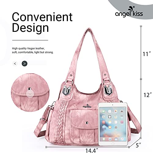 Image of Angel Kiss Purses and Handbags for Women Washed Vegan Leather Crossbody Hobo Satchel Shoulder Tote Purse