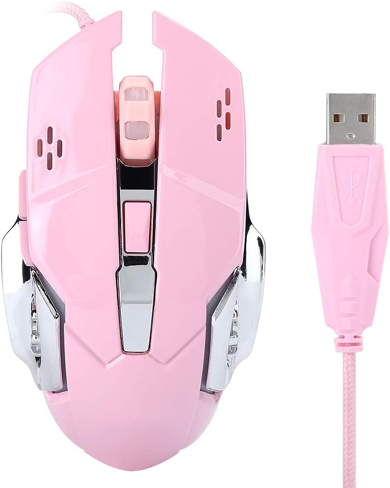 Mouse Wired Gaming Mouse Micro Switch Comfortable Gaming Mouse for XP(G11 Pink Mouse)